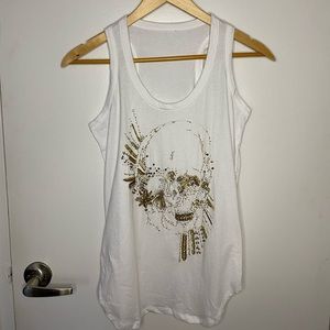 Brand New Skull Detail White Tank Top